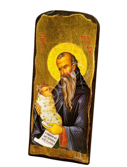 Saint Stylianos icon, Handmade Greek Orthodox icon of St Stylianos of Paphlagonia, Byzantine art wall hanging wood plaque, religious decor - TheHolyArt
