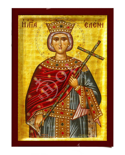 Saint Helen icon, Handmade Greek Christian Orthodox Icon of St Helen, Byzantine art wall hanging wood plaque, religious decor - TheHolyArt
