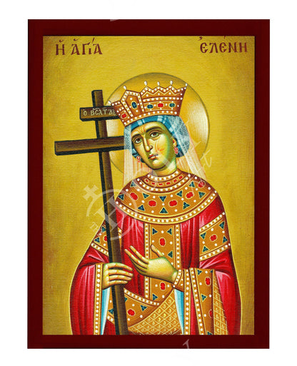 Saint Helen icon, Handmade Greek Christian Orthodox Icon of St Helen, Byzantine art wall hanging wood plaque, religious decor - TheHolyArt