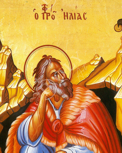 Prophet Elijah icon, Handmade Greek Orthodox icon of Saint Elias, Byzantine art wall hanging on wood plaque icon, religious decor - TheHolyArt
