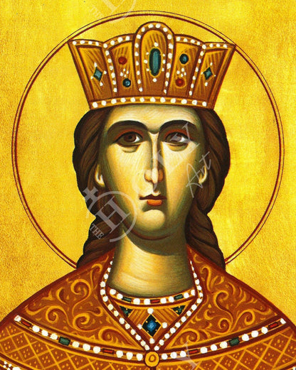 Saint Irene icon, Handmade Greek Orthodox icon of St Irene of Thessaloniki, Byzantine art wall hanging icon on wood plaque, religious decor - TheHolyArt