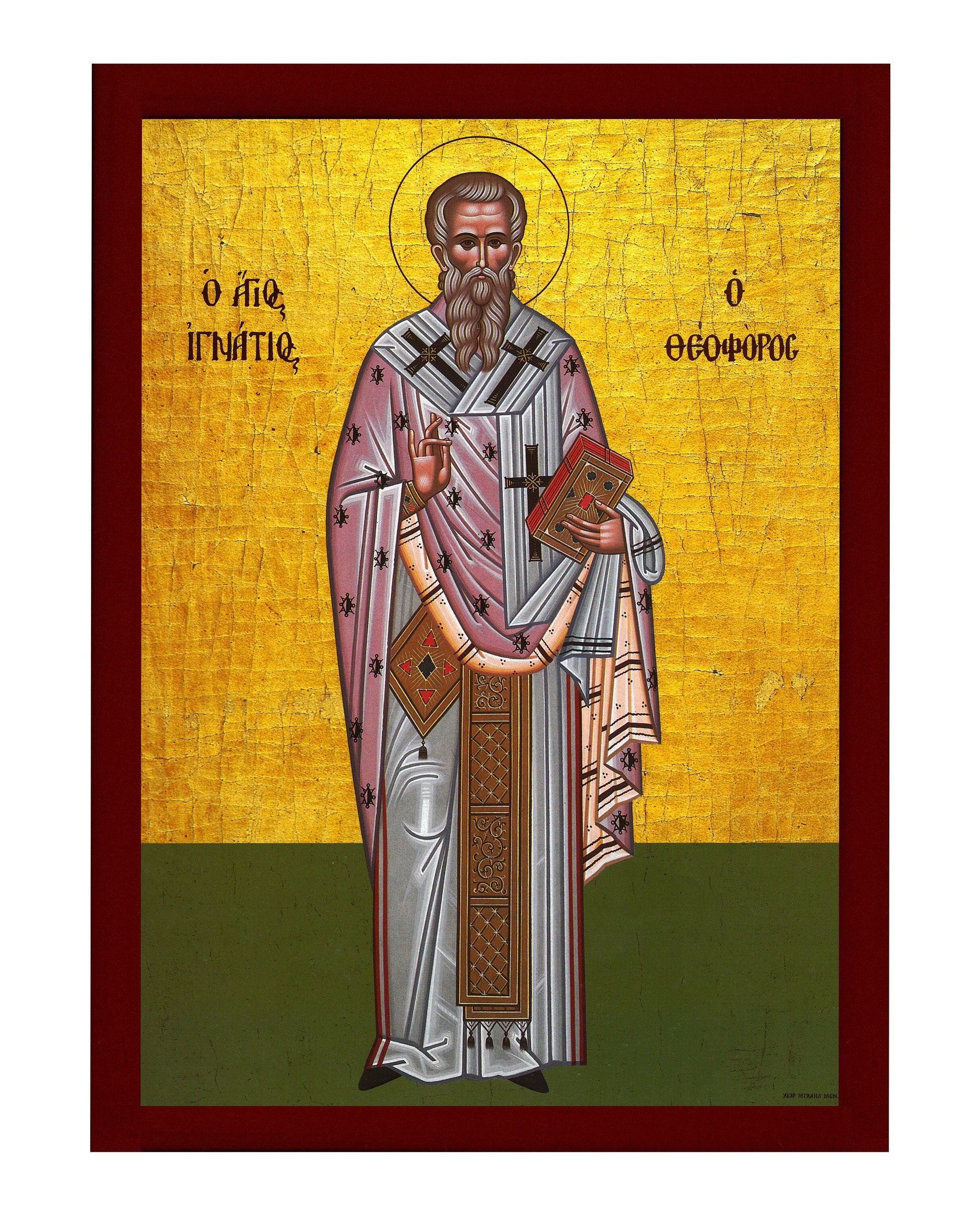 Saint Ignatius icon, Handmade Greek Orthodox icon St Ignatius of Antioch, Byzantine art wall hanging on wood plaque icon, religious decor TheHolyArt