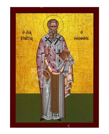 Saint Ignatius icon, Handmade Greek Orthodox icon St Ignatius of Antioch, Byzantine art wall hanging on wood plaque icon, religious decor - TheHolyArt