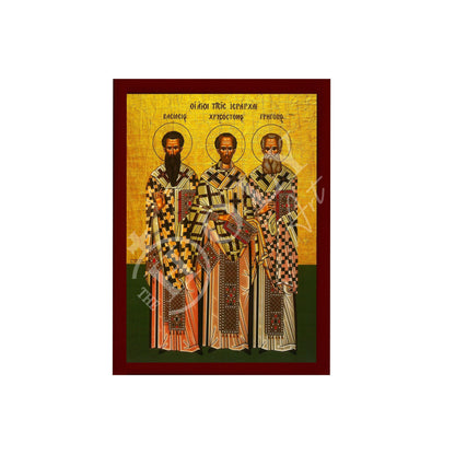 Saints Three Hierarchs icon, Handmade Greek Orthodox icon of Sts Three Holy Hierarchs, Byzantine art wall hanging, religious gift - TheHolyArt
