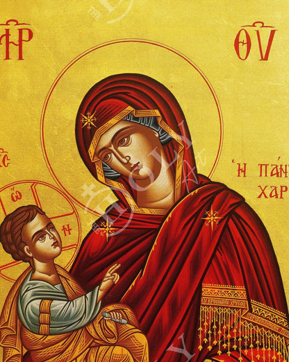 Virgin Mary icon Panagia, Greek Christian Orthodox Icon, Mother of God Byzantine art, Theotokos handmade wall hanging wood plaque - TheHolyArt