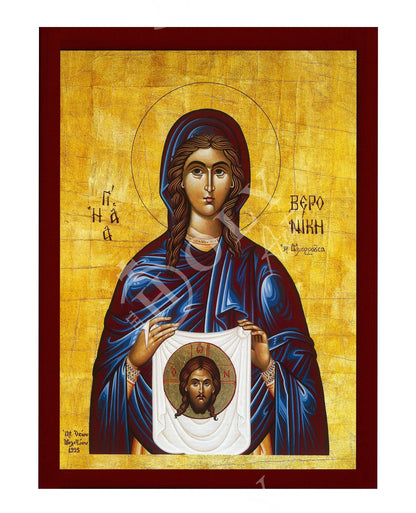 Saint Veronica icon, Handmade Greek Orthodox icon of St Veronika, Byzantine art wall hanging wood plaque of St Berenice, religious decor - TheHolyArt