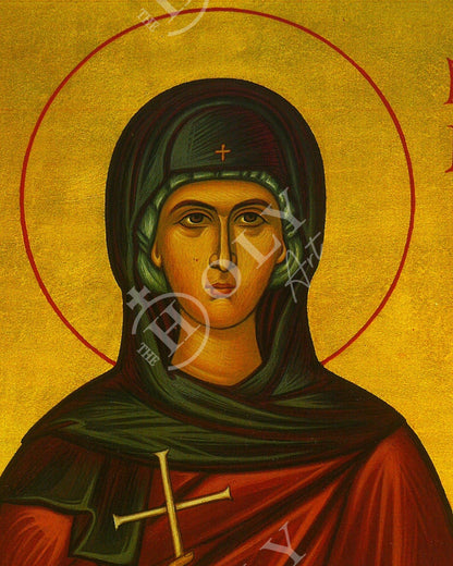 Saint Glykeria icon, Handmade Greek Orthodox icon of St Glyceria, Byzantine art wall hanging icon wood plaque, religious decor - TheHolyArt