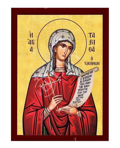 Saint Tabitha icon, Handmade Greek Catholic Orthodox icon of St Tabitha, Byzantine art wall hanging wood plaque religious decor gift - TheHolyArt