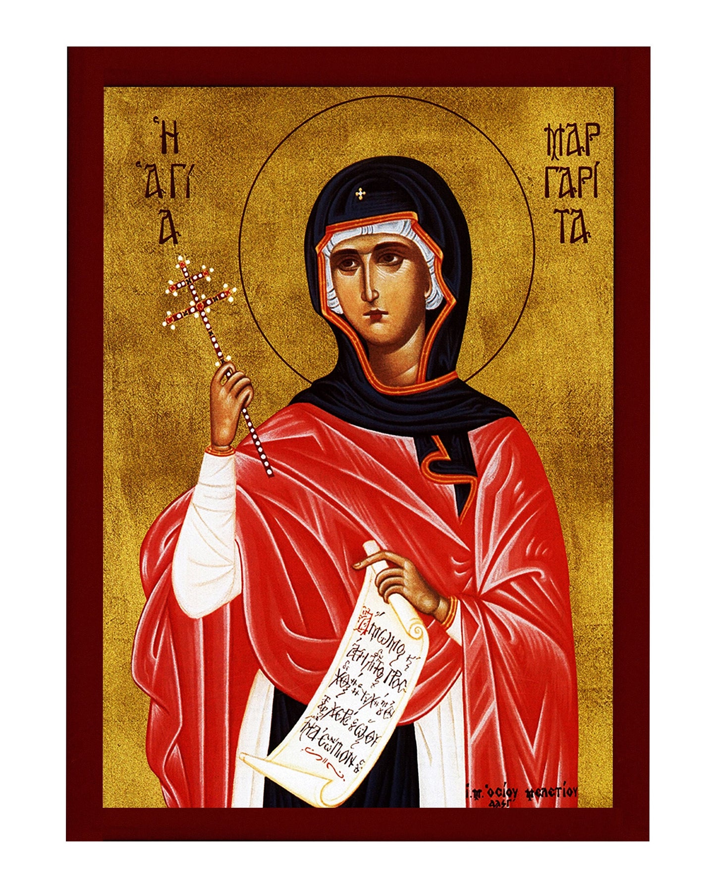 Saint Margaret icon, Handmade Greek Orthodox icon of St Margaret of Scotland, Byzantine art wall hanging wood plaque, religious gift TheHolyArt