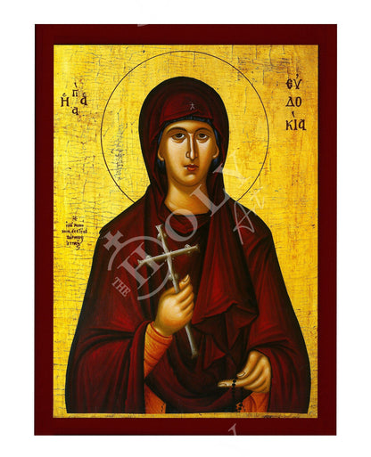 Saint Eudokia icon, Handmade Greek Orthodox icon of St Evdokia of Heliopolis, Byzantine art wall hanging icon wood plaque, religious decor - TheHolyArt