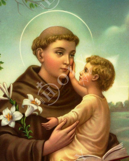 Saint Anthony of Padua icon, Handmade Greek Christian icon of Saint Anthony of Lisbon, Religious art wall hanging on wood plaque decor - TheHolyArt