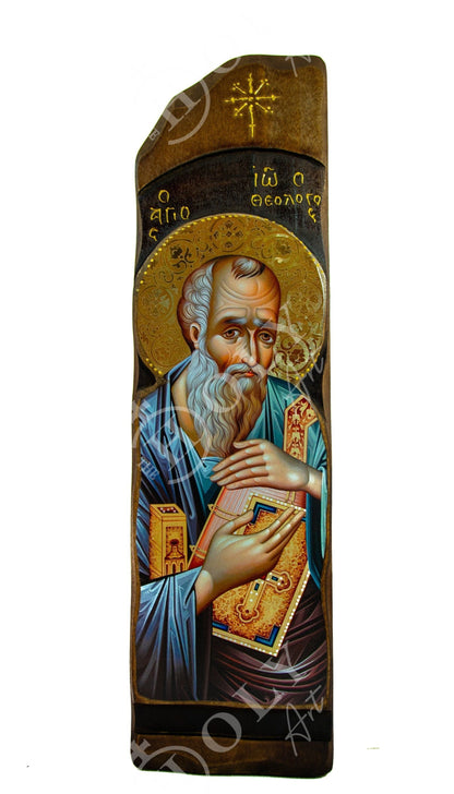 Saint John Evangelist icon, Handmade Greek Orthodox icon St John the Theologian, Apostle John Byzantine art wall hanging wood plaque - TheHolyArt