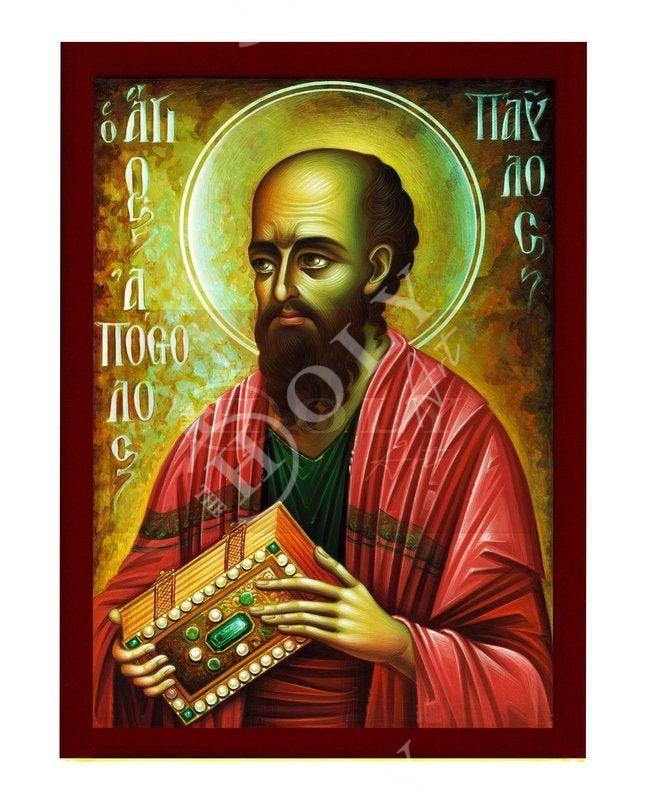 Apostle Paul icon, Handmade Greek Orthodox icon of St Paul the Apostle, Byzantine art wall hanging wood plaque, religious decor TheHolyArt