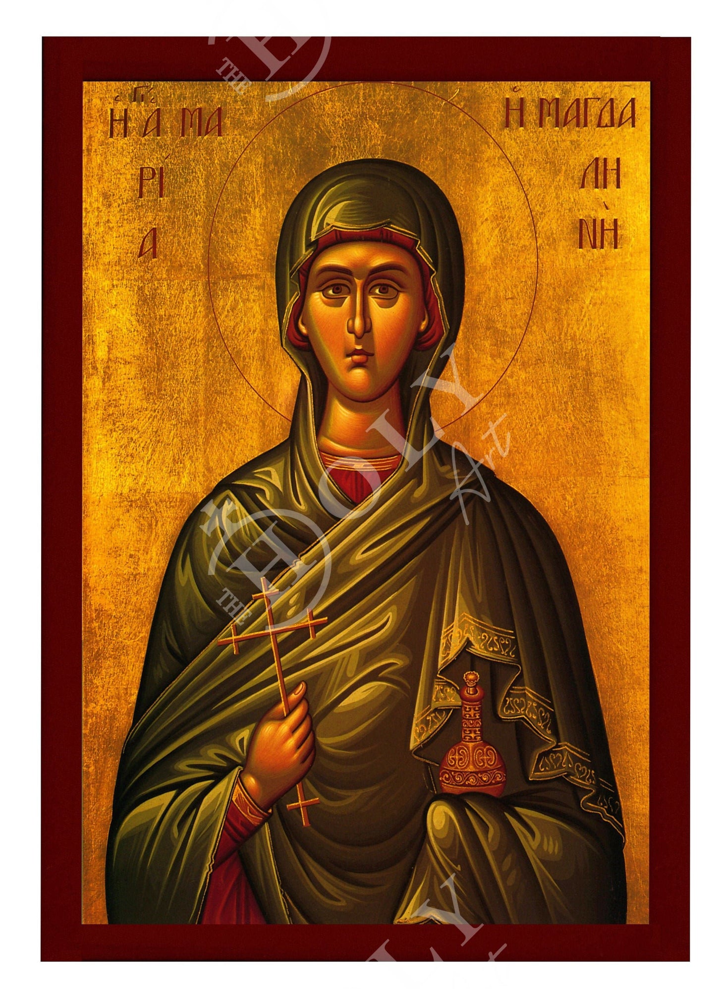 Saint Mary Magdalene icon, Handmade Greek Orthodox icon of St Mary Magdalene, Byzantine art wall hanging on wood plaque, religious gift TheHolyArt