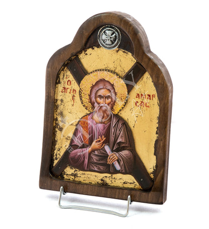 Saint Andrew icon, Handmade Greek Orthodox icon St Andrew, Apostle Andrew Byzantine art wall hanging wood plaque 29x21cm, wedding gift - TheHolyArt