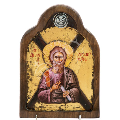 Saint Andrew icon, Handmade Greek Orthodox icon St Andrew, Apostle Andrew Byzantine art wall hanging wood plaque 29x21cm, wedding gift - TheHolyArt