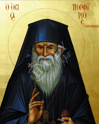 Saint Porphyrios icon, Handmade Greek Orthodox icon of St Elder Porfyrios, Byzantine art wall hanging wood plaque, religious decor - TheHolyArt