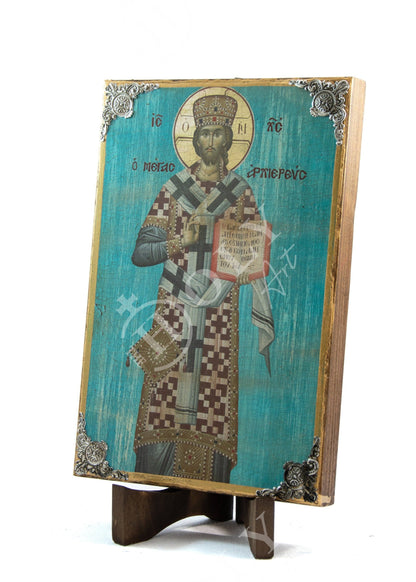 Jesus Christ icon, Handmade Greek Orthodox icon Great High Priest, Byzantine art wall hanging canvas icon wood plaque 38x24cm - TheHolyArt