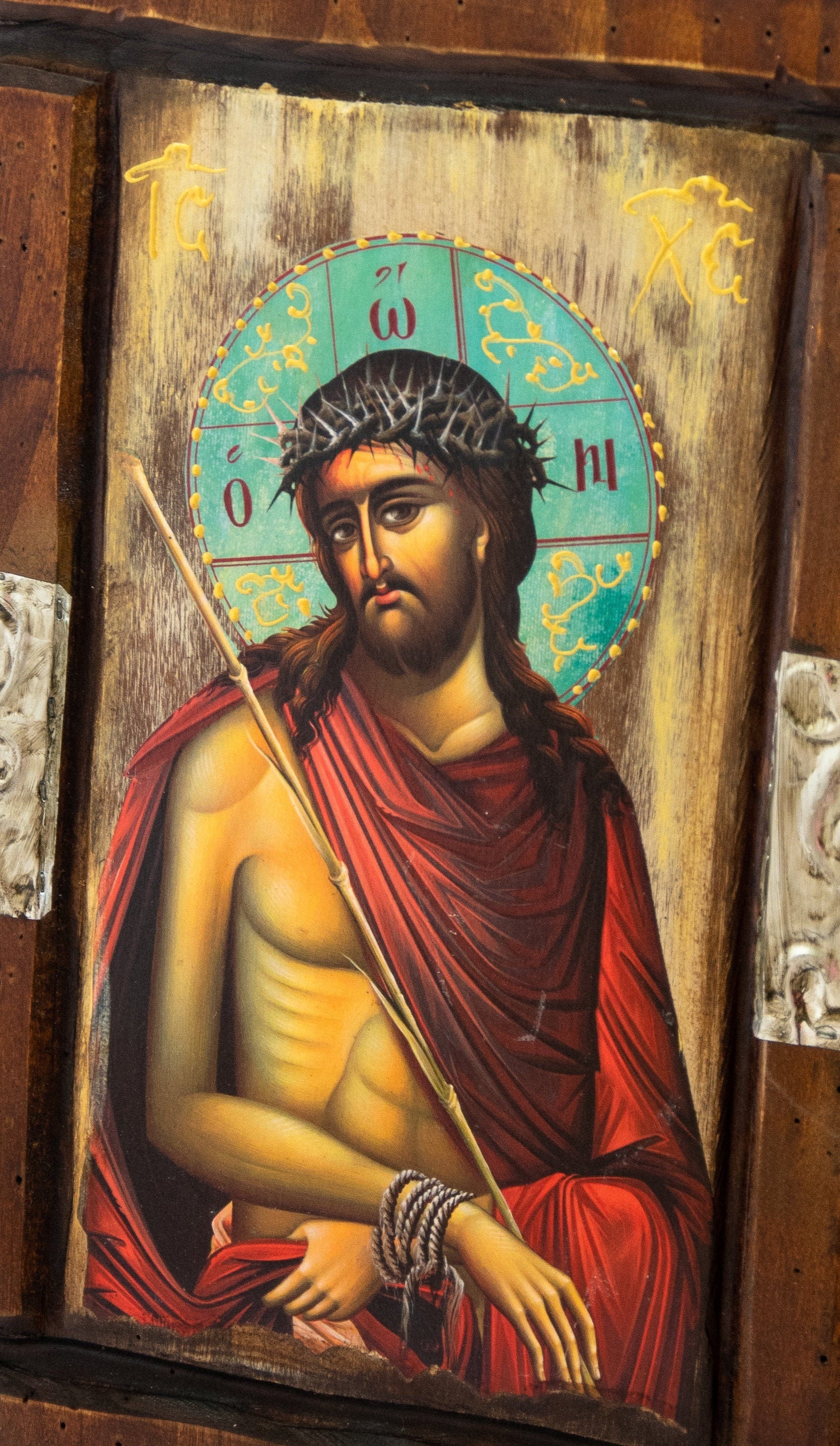 Jesus Christ icon, Handmade Greek Orthodox icon of Nymphios Bridegroom, Byzantine art wall hanging icon wood plaque 38x24cm, religious decor TheHolyArt