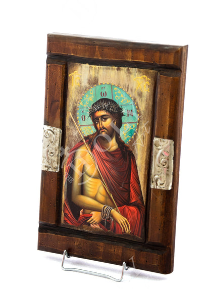 Jesus Christ icon, Handmade Greek Orthodox icon of Nymphios Bridegroom, Byzantine art wall hanging icon wood plaque 38x24cm, religious decor - TheHolyArt