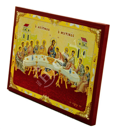 The Last Supper icon, Holy Communion Handmade Greek Orthodox icon, Byzantine art wall hanging on wood plaque, religious home decor 22x16cm - TheHolyArt