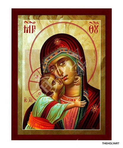 Virgin Mary icon Panagia, Handmade Greek Orthodox Icon, Mother of God Byzantine art, Theotokos wall hanging wood plaque, religious decor - TheHolyArt