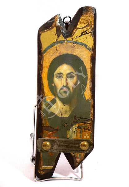 Jesus Christ icon, Handmade Greek Orthodox icon, Byzantine art wall hanging canvas icon of our Lord on wood plaque, religious decor - TheHolyArt