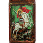 Saint George icon, Handmade Greek Orthodox icon of St George, Byzantine art wall hanging canvas icon on wood plaque 38x18cm, wedding gift - TheHolyArt
