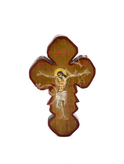 Crucifix Jesus Christ Cross, Blessing Cross, Byzantine art wall hanging, Greek Handmade Orthodox wooden Cross 38x24cm, wedding gift - TheHolyArt