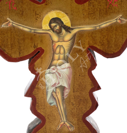 Crucifix Jesus Christ Cross, Blessing Cross, Byzantine art wall hanging, Greek Handmade Orthodox wooden Cross 38x24cm, wedding gift - TheHolyArt
