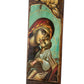 Virgin Mary icon Panagia, Handmade Greek Orthodox icon of Theotokos, Mother of God Byzantine art wall hanging canvas wood plaque 40x13cm TheHolyArt