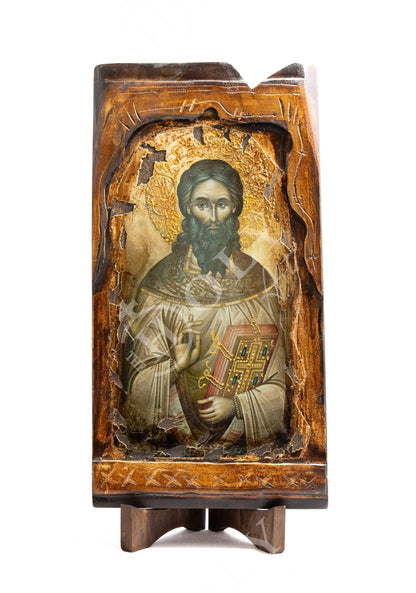 Saint Raphael icon, Handmade Greek Orthodox icon of St Raphael, Byzantine art wall hanging canvas icon wood plaque 51x27cm, wedding gift - TheHolyArt