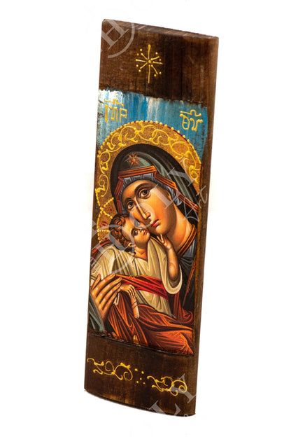 Virgin Mary icon Panagia, Handmade Greek Orthodox icon Theotokos, Mother of God Byzantine art wall hanging wood plaque, religious decor - TheHolyArt