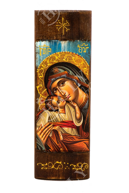 Virgin Mary icon Panagia, Handmade Greek Orthodox icon Theotokos, Mother of God Byzantine art wall hanging wood plaque, religious decor - TheHolyArt