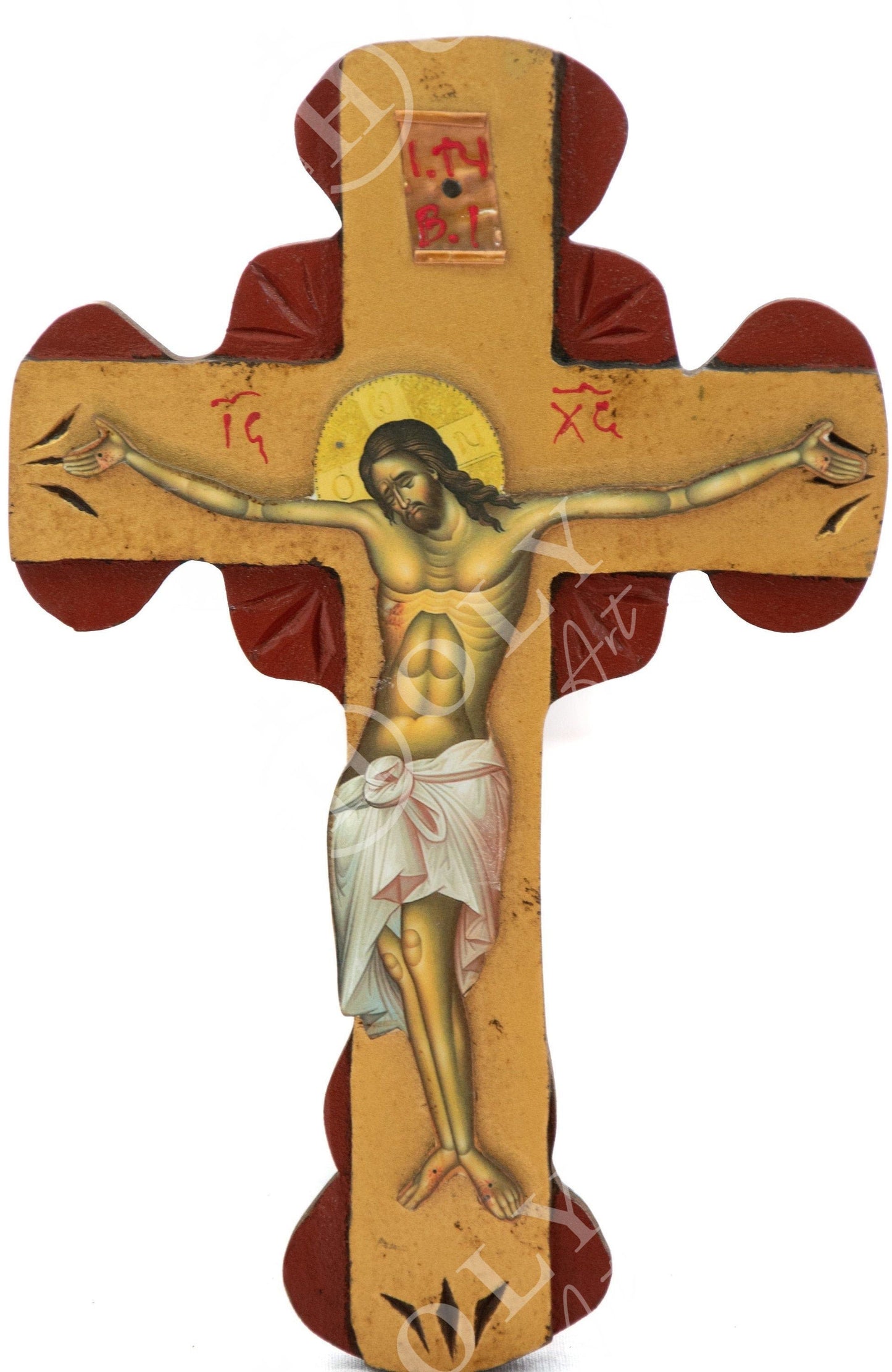 Crucifix Jesus Christ Cross, Blessing Cross, Byzantine art wall hanging, Greek Handmade Orthodox wooden Cross 34x22cm, wedding gift TheHolyArt