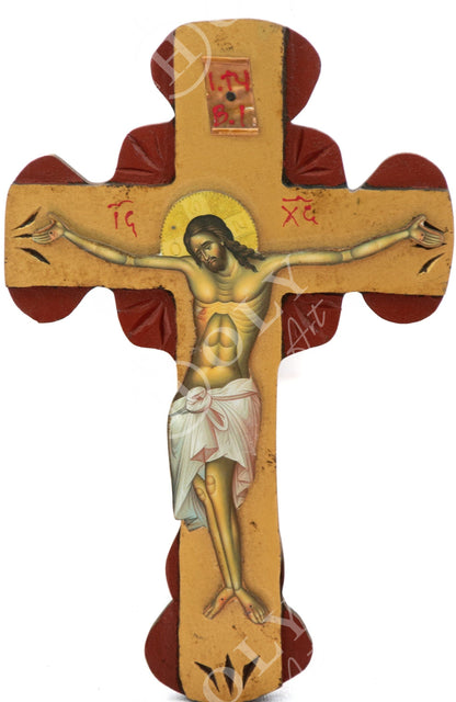 Crucifix Jesus Christ Cross, Blessing Cross, Byzantine art wall hanging, Greek Handmade Orthodox wooden Cross 34x22cm, wedding gift - TheHolyArt