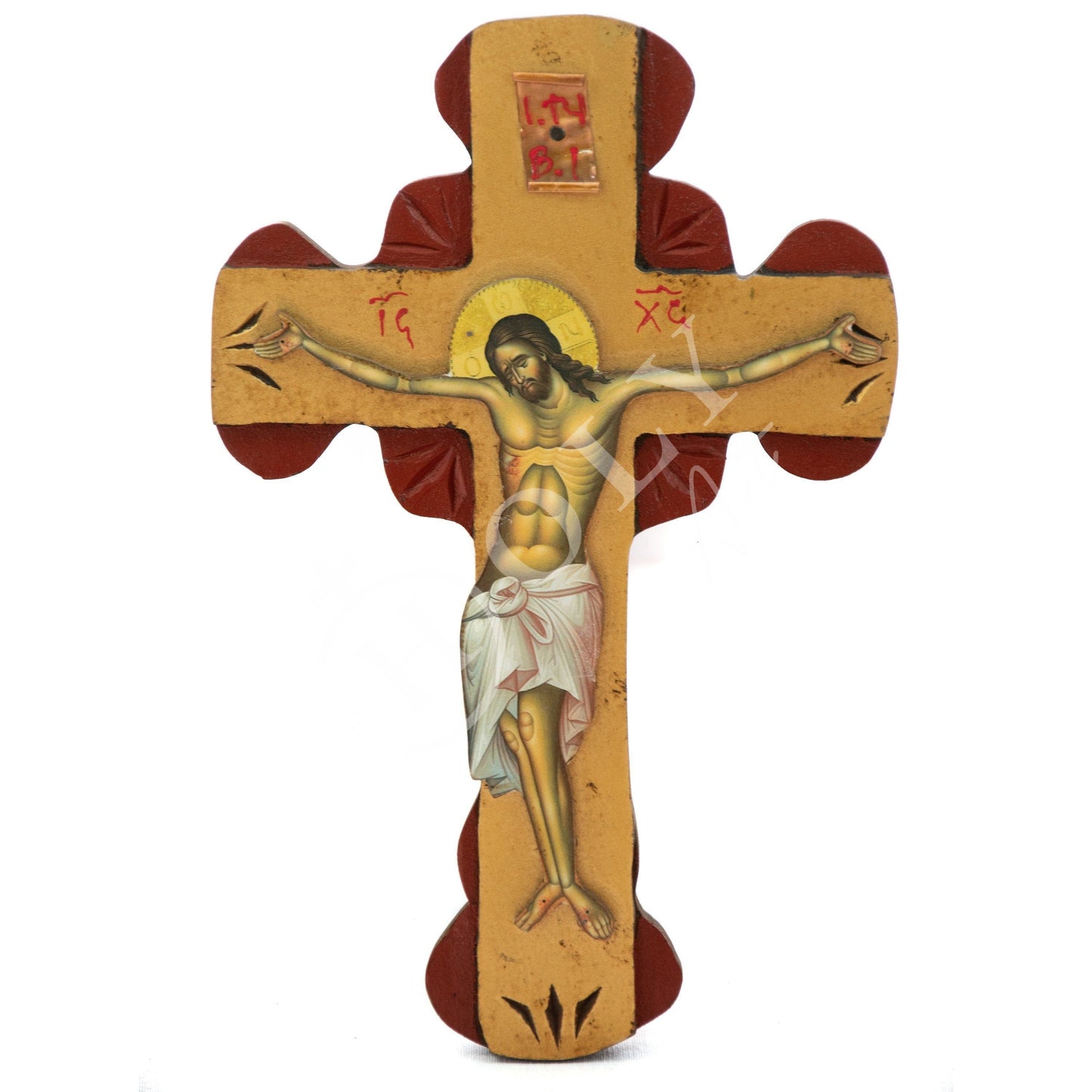 Crucifix Jesus Christ Cross, Blessing Cross, Byzantine art wall hanging, Greek Handmade Orthodox wooden Cross 34x22cm, wedding gift TheHolyArt