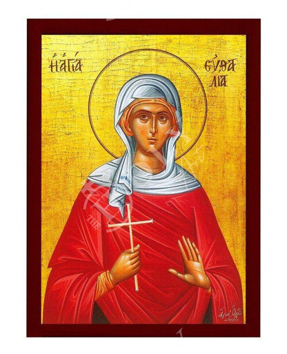 Saint Euthalia icon, Handmade Greek Orthodox icon of St Euthalia, Byzantine art wall hanging icon on wood plaque, religious decor - TheHolyArt