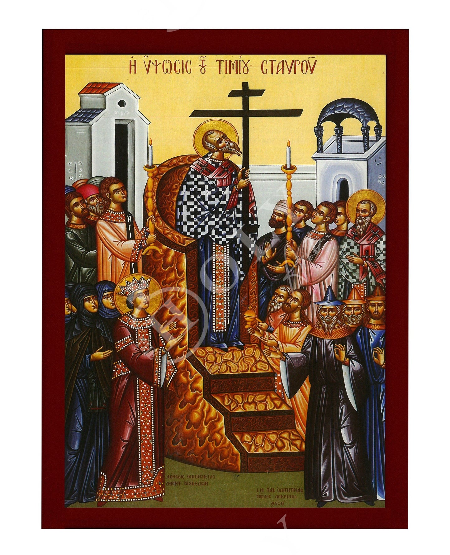 The Elevation of the Holy Cross icon Handmade Greek Orthodox icon Exaltation Holy Cross, Byzantine art wall hanging on wood plaque TheHolyArt