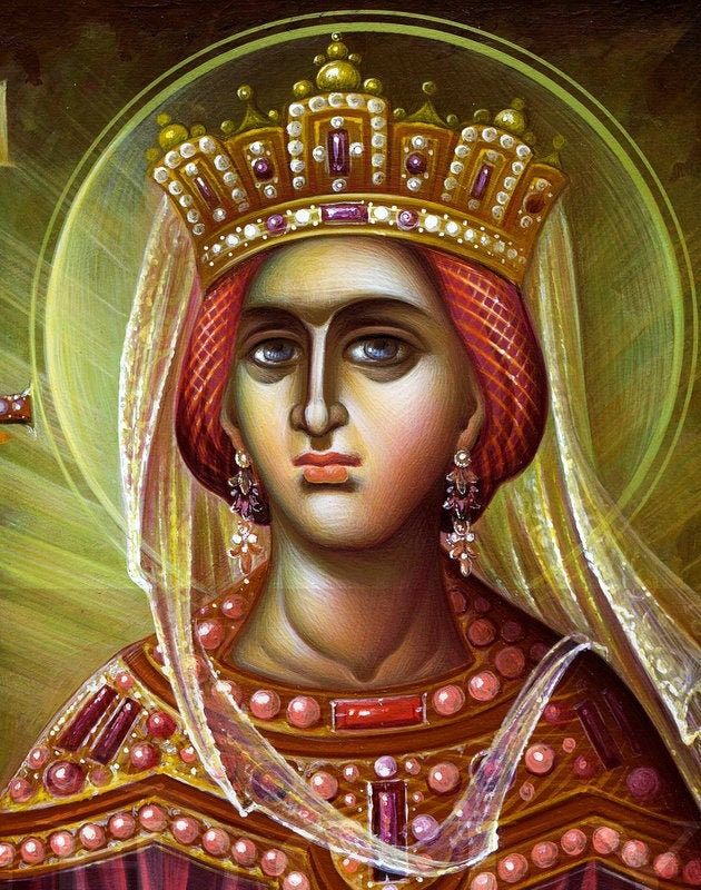 Saint Olga icon, Handmade Greek Orthodox icon of St Olga of Kiev, Byzantine art wall hanging icon on wood plaque, religious decor TheHolyArt
