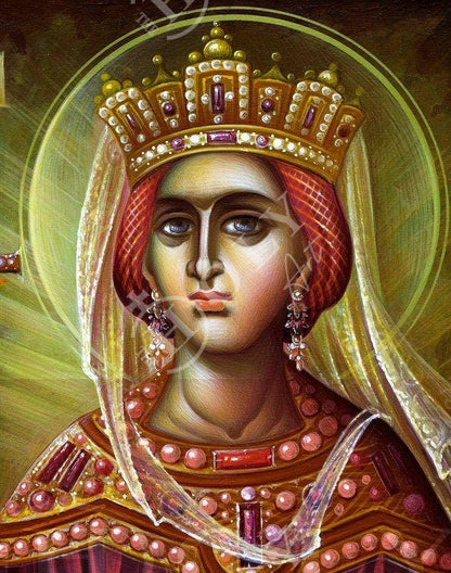 Saint Olga icon, Handmade Greek Orthodox icon of St Olga of Kiev, Byzantine art wall hanging icon on wood plaque, religious decor - TheHolyArt
