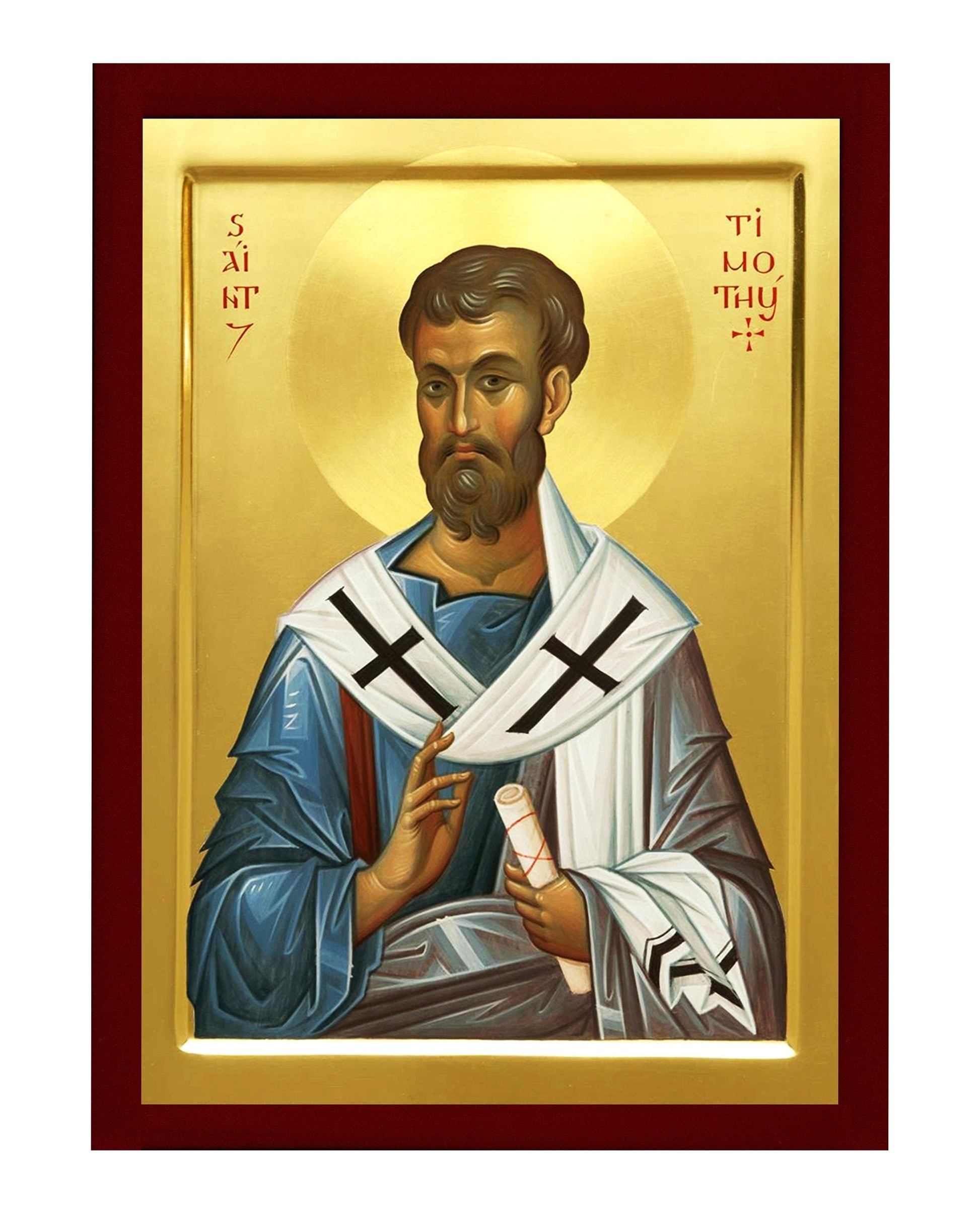 Saint Timothy icon, Handmade Greek Orthodox icon of St Timothy the Apostle, Byzantine art wall hanging icon wood plaque, religious decor TheHolyArt