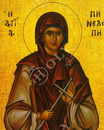 Saint Penelope icon, Handmade Greek Orthodox icon of St Penelope, Byzantine art wall hanging icon wood plaque, religious decor - TheHolyArt