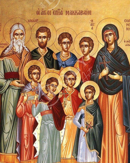 Saint 7 Maccabee icon, Handmade Greek Orthodox icon of St Maccabee Martyrs, Byzantine art wall hanging icon wood plaque, religious decor - TheHolyArt