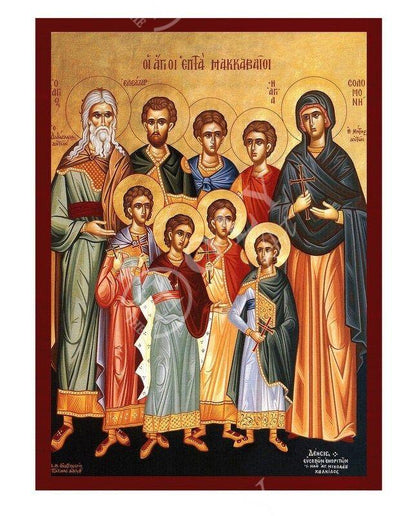 Saint 7 Maccabee icon, Handmade Greek Orthodox icon of St Maccabee Martyrs, Byzantine art wall hanging icon wood plaque, religious decor - TheHolyArt