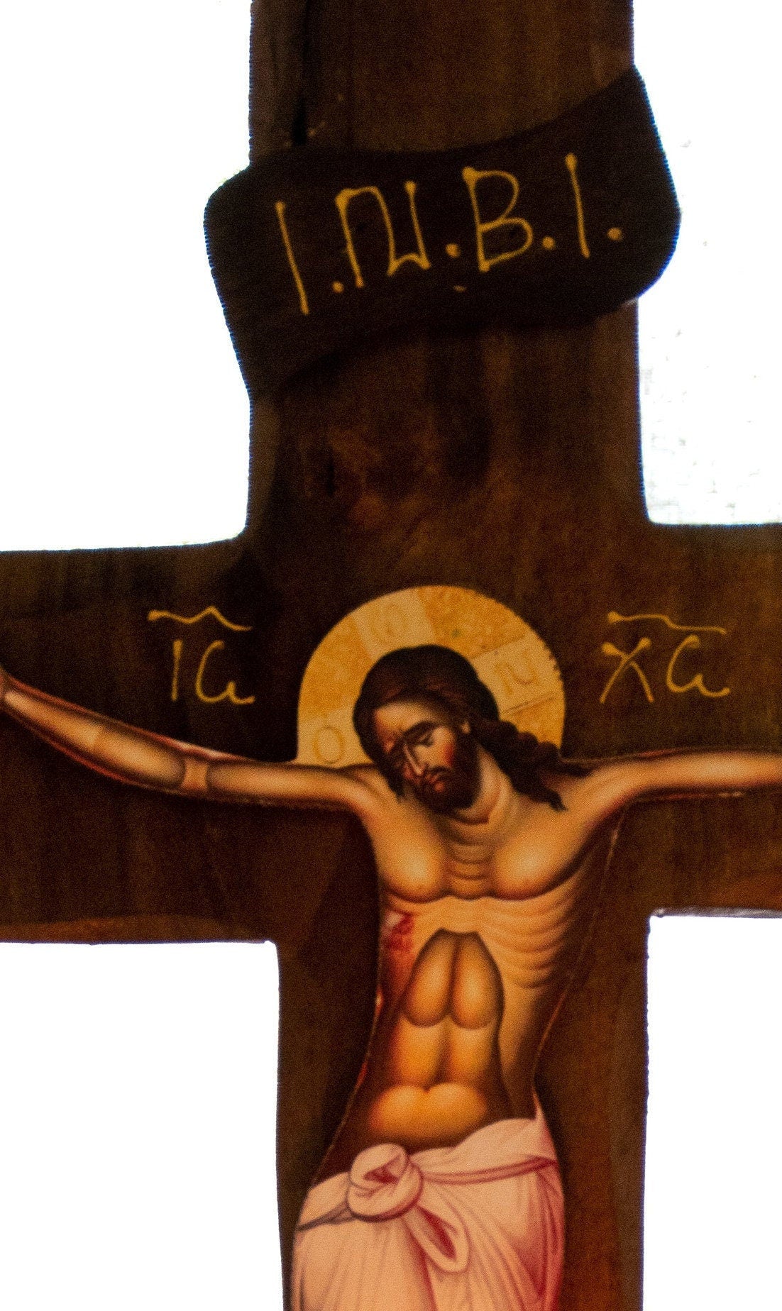 Crucifix Orthodox Iconostasis 37x25cm, Jesus Christ Blessing Cross, Byzantine art wall hanging, Greek Handmade wooden Cross, religious decor TheHolyArt