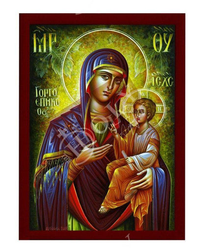 Virgin Mary icon Panagia, Handmade Greek Orthodox Icon, Mother of God Byzantine art, Theotokos wall hanging wood plaque, religious decor - TheHolyArt