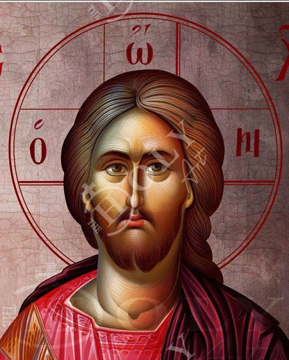 Jesus Christ icon, Handmade Greek Orthodox icon of our Lord, Byzantine art wall hanging on wood plaque, religious icon home decor - TheHolyArt