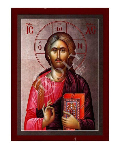 Jesus Christ icon, Handmade Greek Orthodox icon of our Lord, Byzantine art wall hanging on wood plaque, religious icon home decor - TheHolyArt