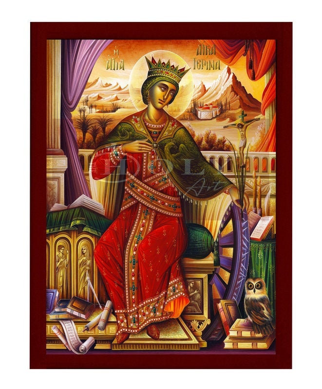 Saint Catherine icon, Handmade Greek Orthodox icon of St Katherine of -TheHolyArt